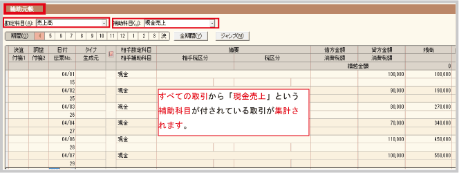 現金売上取引の会計帳簿への入力単位 東京税理士会計士事務所