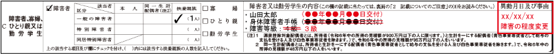 障害者控除（申告書における障害程度の修正例示）