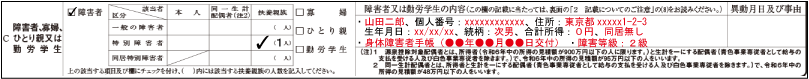 障害者控除（扶養親族が障害者である場合の障害状態等の記載例示：16歳未満の扶養親族に記載がない特別障害者）