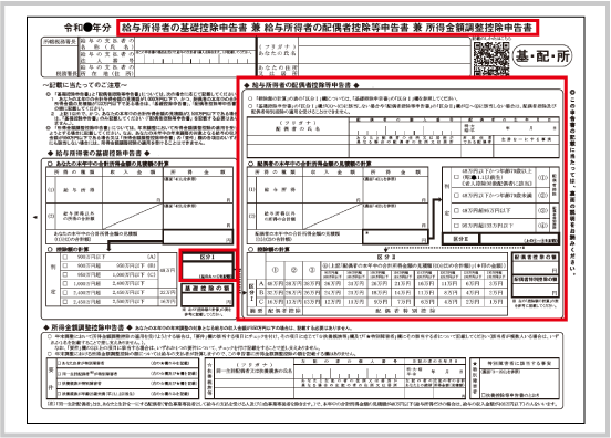 配偶者控除・配偶者特別控除：配偶者控除等申告書