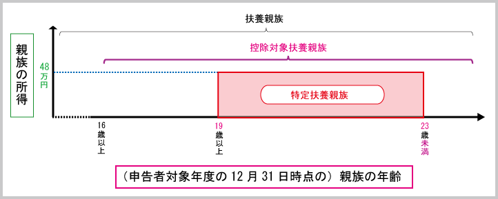 扶養控除：控除対象扶養親族の種類（特定扶養親族）